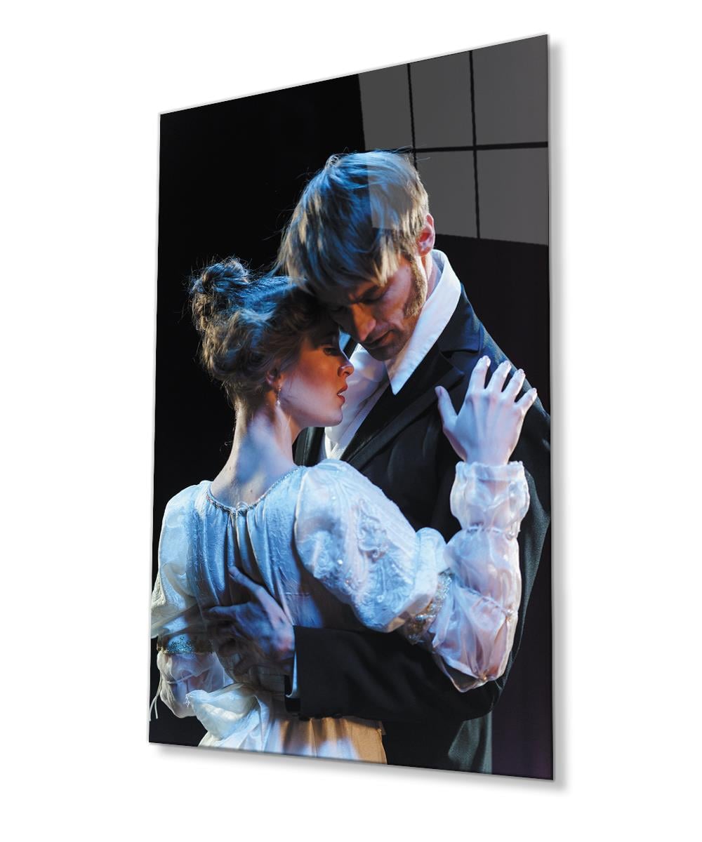 Kadınlar Romantik Dans Cam Tablo  4mm Dayanıklı Temperli Cam, Women Romantic Dance Glass Wall Art