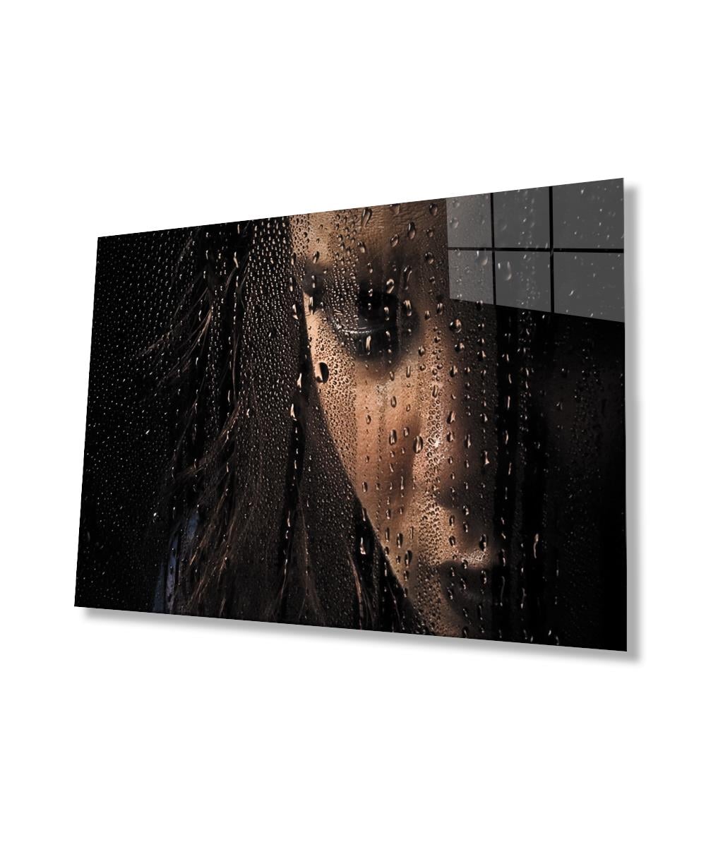Kadınlar Su Damlaları Cam Tablo  4mm Dayanıklı Temperli Cam, Women Water Drop Glass Wall Art