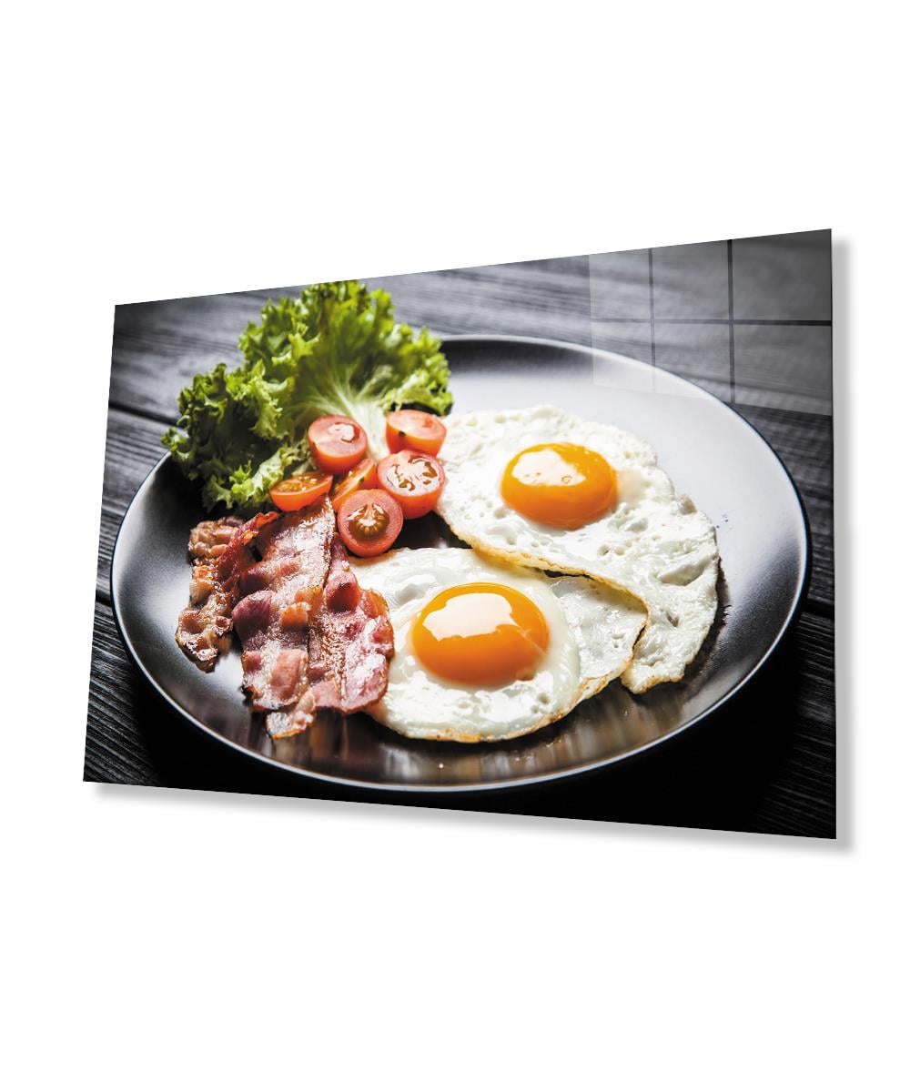 Kahvaltı Tabağı Mutfak Cam Tablo  4mm Dayanıklı Temperli Cam Breakfast Plate Kitchen Glass Wall Art