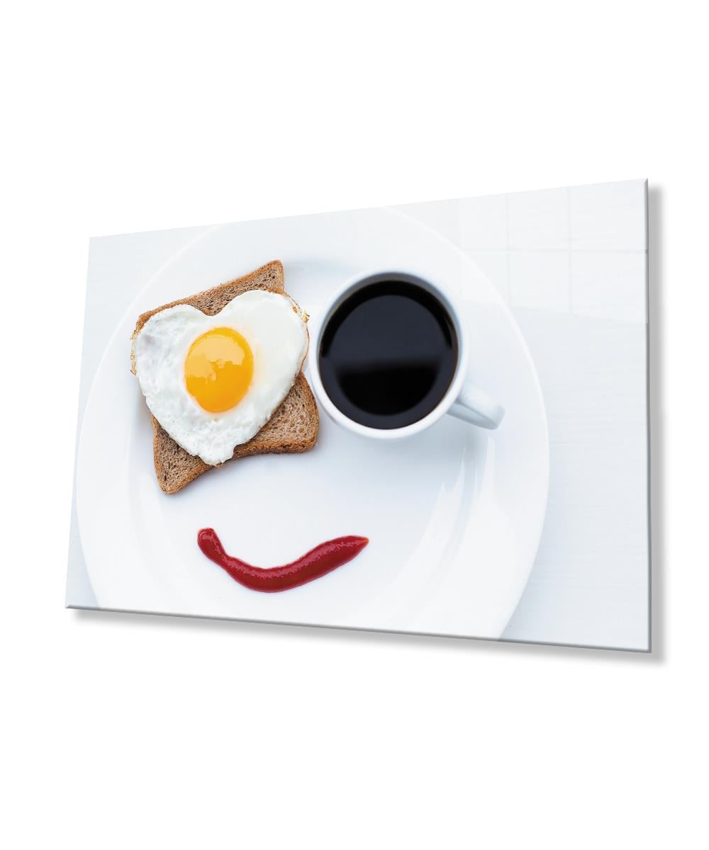 Kahvaltı Tabağı Mutfak Cam Tablo  4mm Dayanıklı Temperli Cam Breakfast Plate Kitchen Glass Wall Art