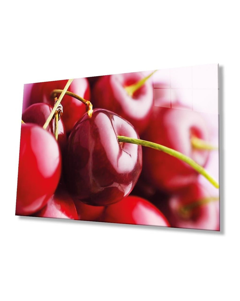 Kirazlar Cam Tablo  4mm Dayanıklı Temperli Cam, Cherries Glass Wall Art