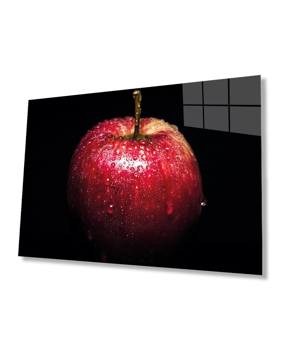 Kırmızı Elma Cam Tablo  4mm Dayanıklı Temperli Cam, Red Apple Glass Art