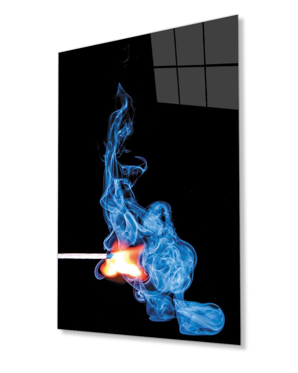Kızıl Mavi Ateş Siyah Cam Tablo 4mm Dayanıklı Temperli Cam Fire Glass Painting