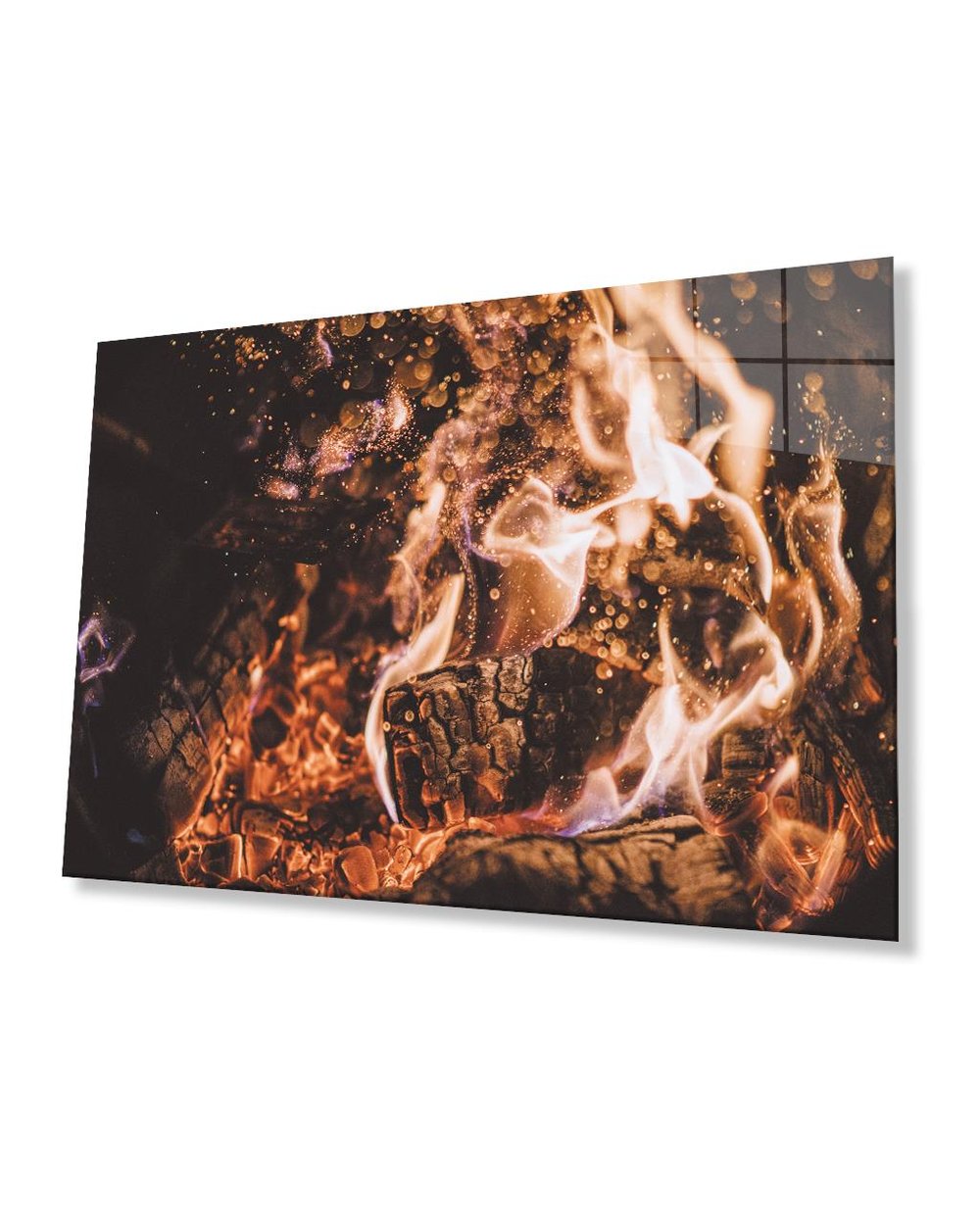 Köz Cam Tablo 4mm Dayanıklı Temperli Cam Fire Glass Painting