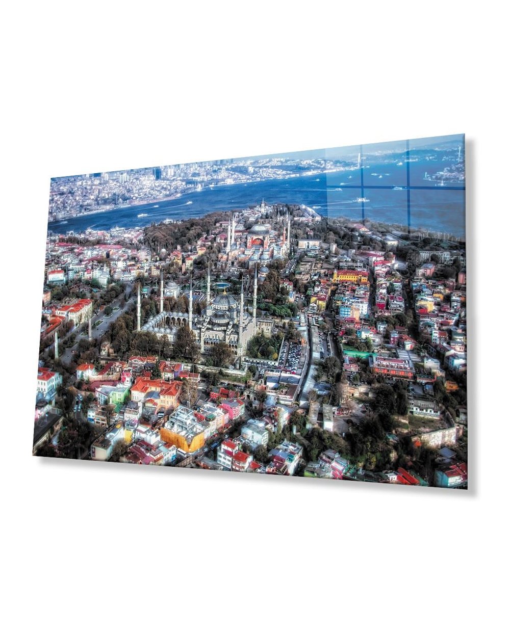 Kuş Bakışı  İstanbul Manzarası Cam Tablo 4mm Dayanıklı Temperli Cam