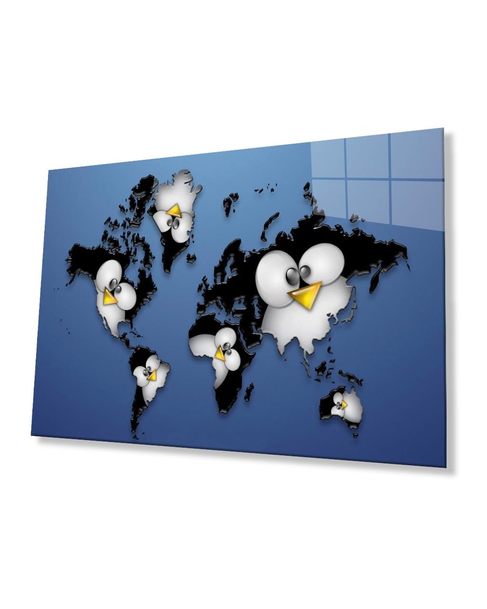 Kuş Resimli Dünya Haritası 4mm Dayanıklı Cam Tablo Temperli Cam, Bird World Map
