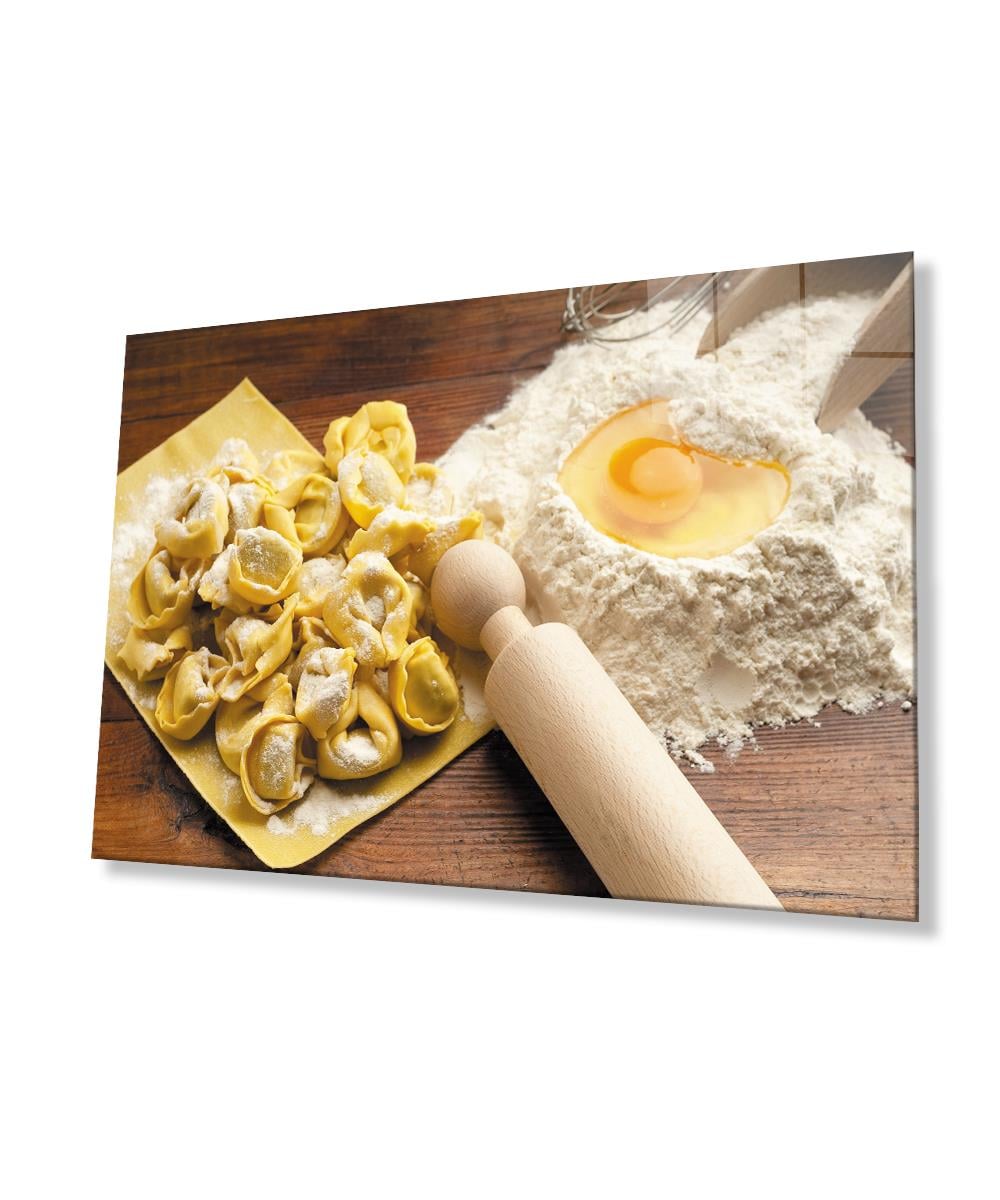 Makarna Mutfak Cam Tablo  4mm Dayanıklı Temperli Cam Pasta Kitchen Glass Wall Art