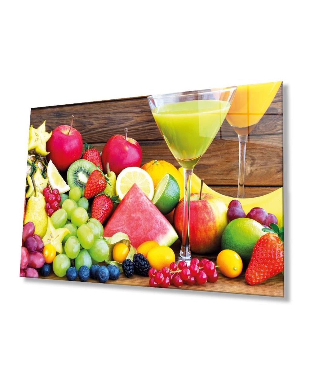 Meyveler Cam Tablo  4mm Dayanıklı Temperli Cam, Fruits Wall Decor