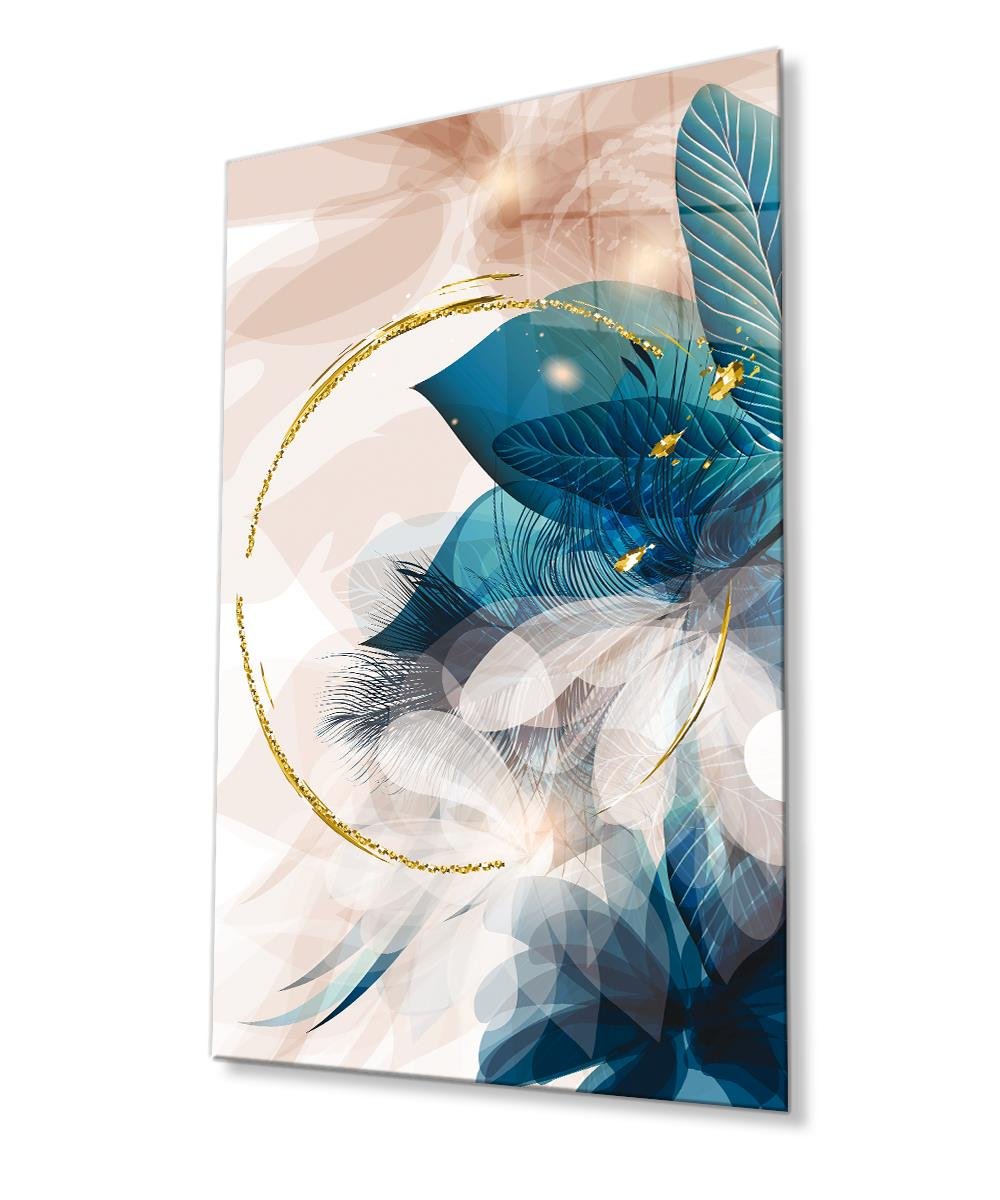 Modern Soyut Altın Çiçek 4mm Dayanıklı Cam Tablo Temperli Cam, Modern Abstract Glass Wall Decor