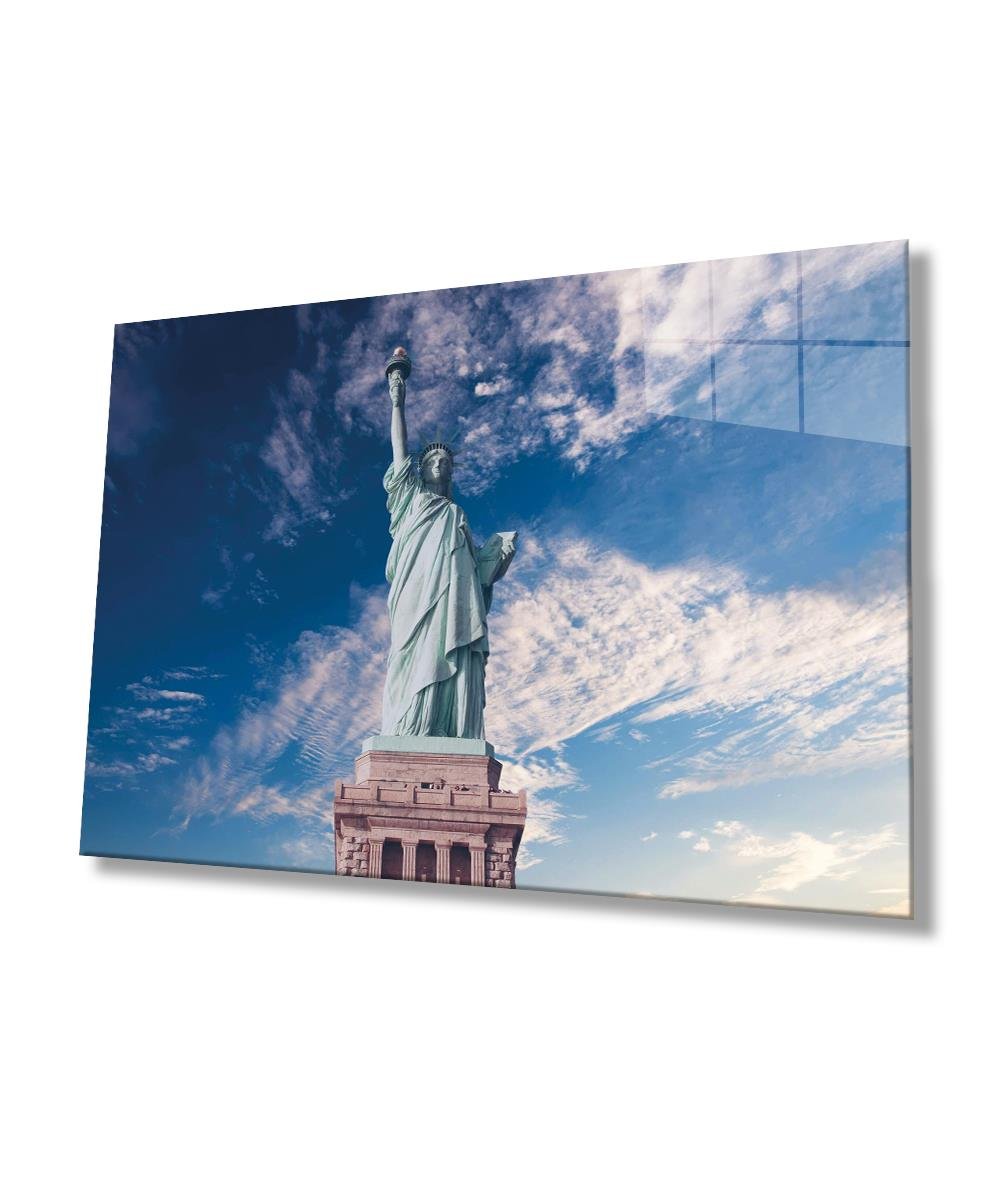 Özgürlük Heykeli Cam Tablo  4mm Dayanıklı Temperli Cam, Statue of Liberty Glass Wall Decor