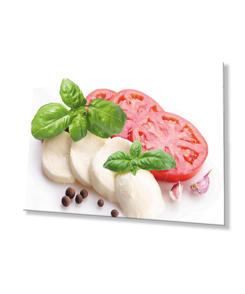 Peynir Domates Tabağı Mutfak  Cam Tablo  4mm Dayanıklı Temperli Cam  Cheese Tomato Plate Kitchen Glass Wall Art