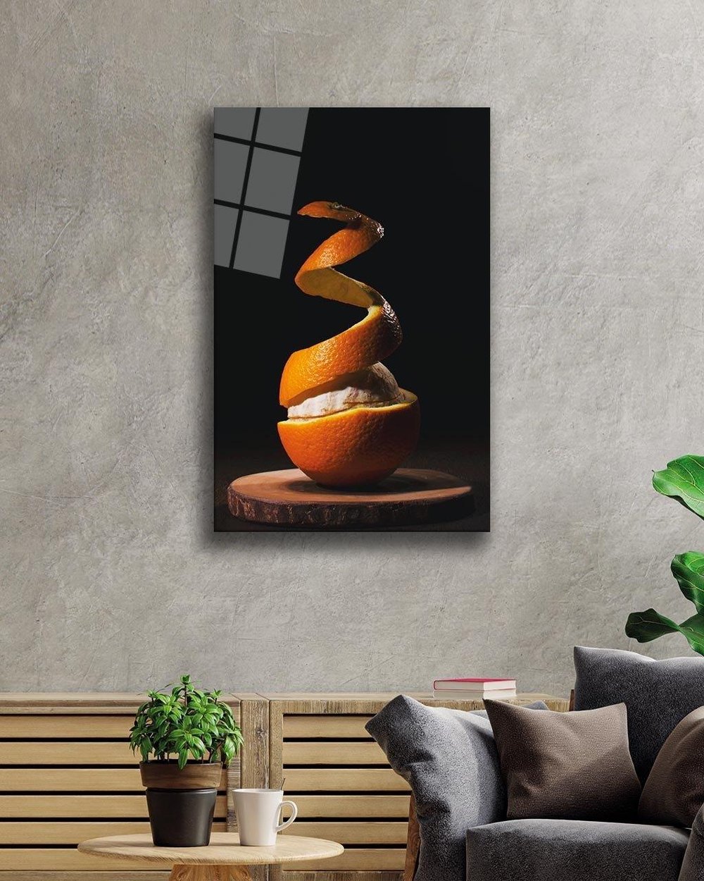 Portakal Cam Tablo  4mm Dayanıklı Temperli Cam, Orange Wall Art