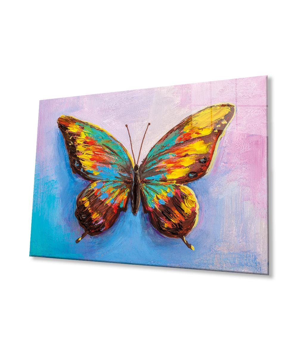 Renkli Kelebek 4mm Dayanıklı Cam Tablo Temperli Cam, Colorful Butterfly  Glass Wall Decor