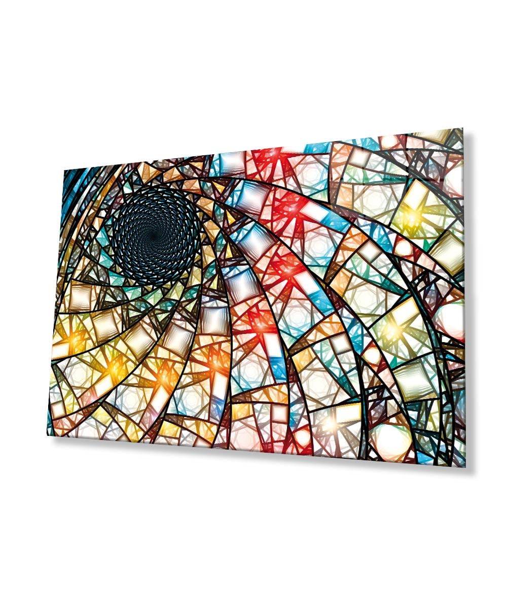 Renkli Soyut 4mm Dayanıklı Cam Tablo Temperli Cam, Colourful Abstract Glass Wall Decor