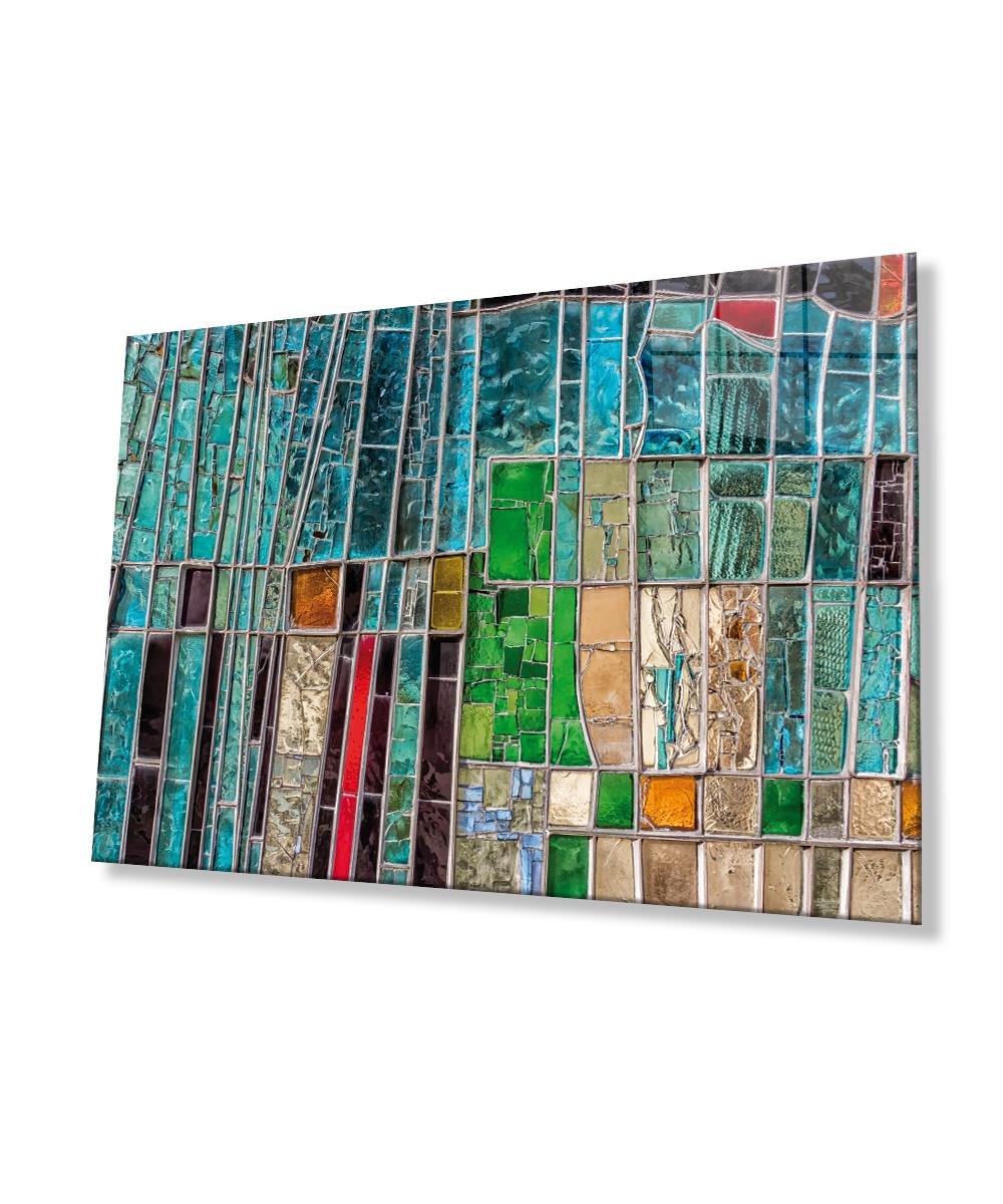 Renkli Soyut 4mm Dayanıklı Cam Tablo Temperli Cam, Colourful Abstract Glass Wall Decor