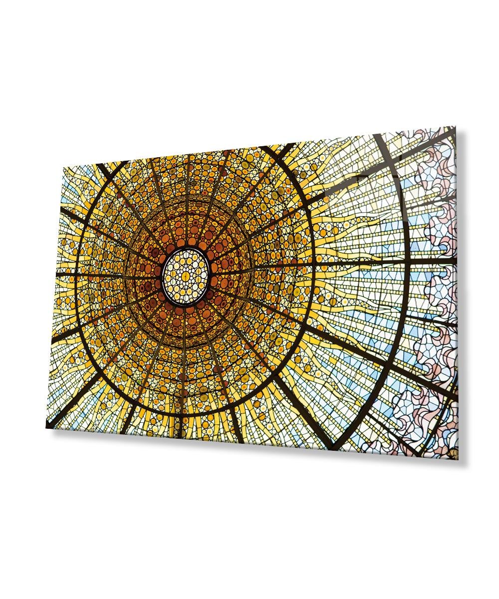 Renkli Soyut 4mm Dayanıklı Cam Tablo Temperli Cam, Colourful Abstract Glass Wall Decor