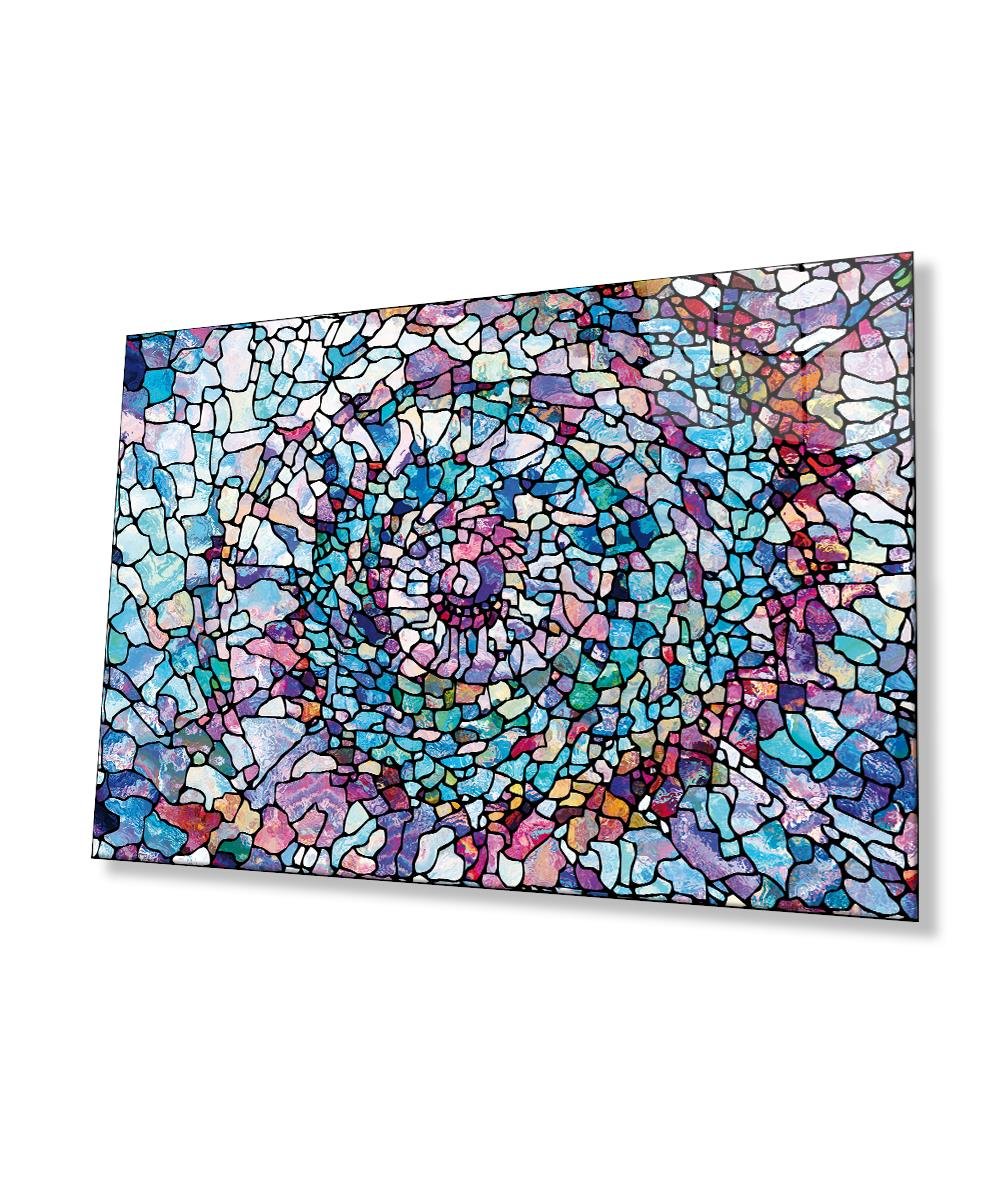 Renkli Soyut 4mm Dayanıklı Cam Tablo Temperli Cam, Colourful Abstract Glass Wall Decor