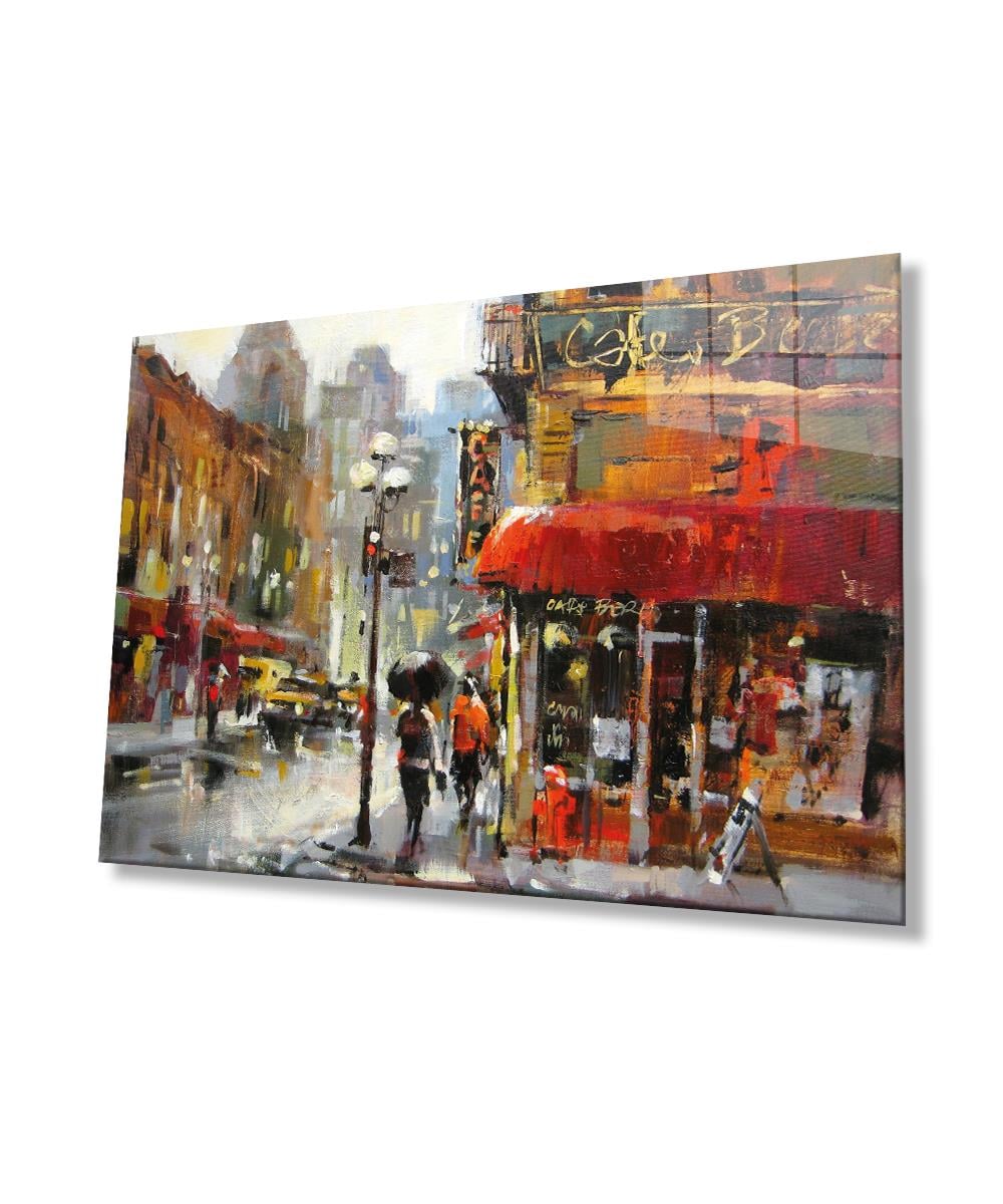Şehir Cam Tablo  4mm Dayanıklı Temperli Cam, City Glass Wall Decor