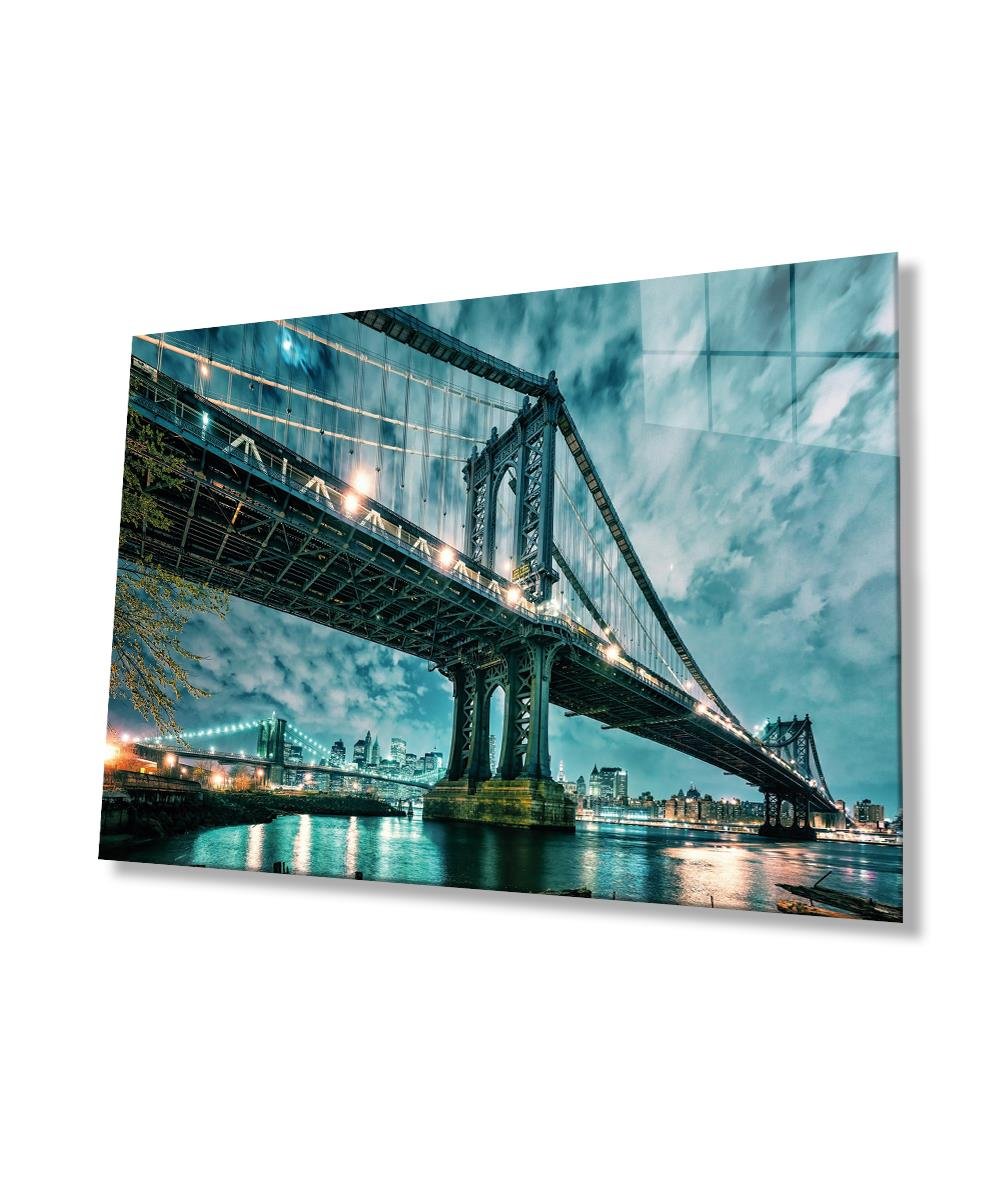 Şehir Manzaralı Cam Tablo  4mm Dayanıklı Temperli Cam, Urban Area View Glass Wall Decor