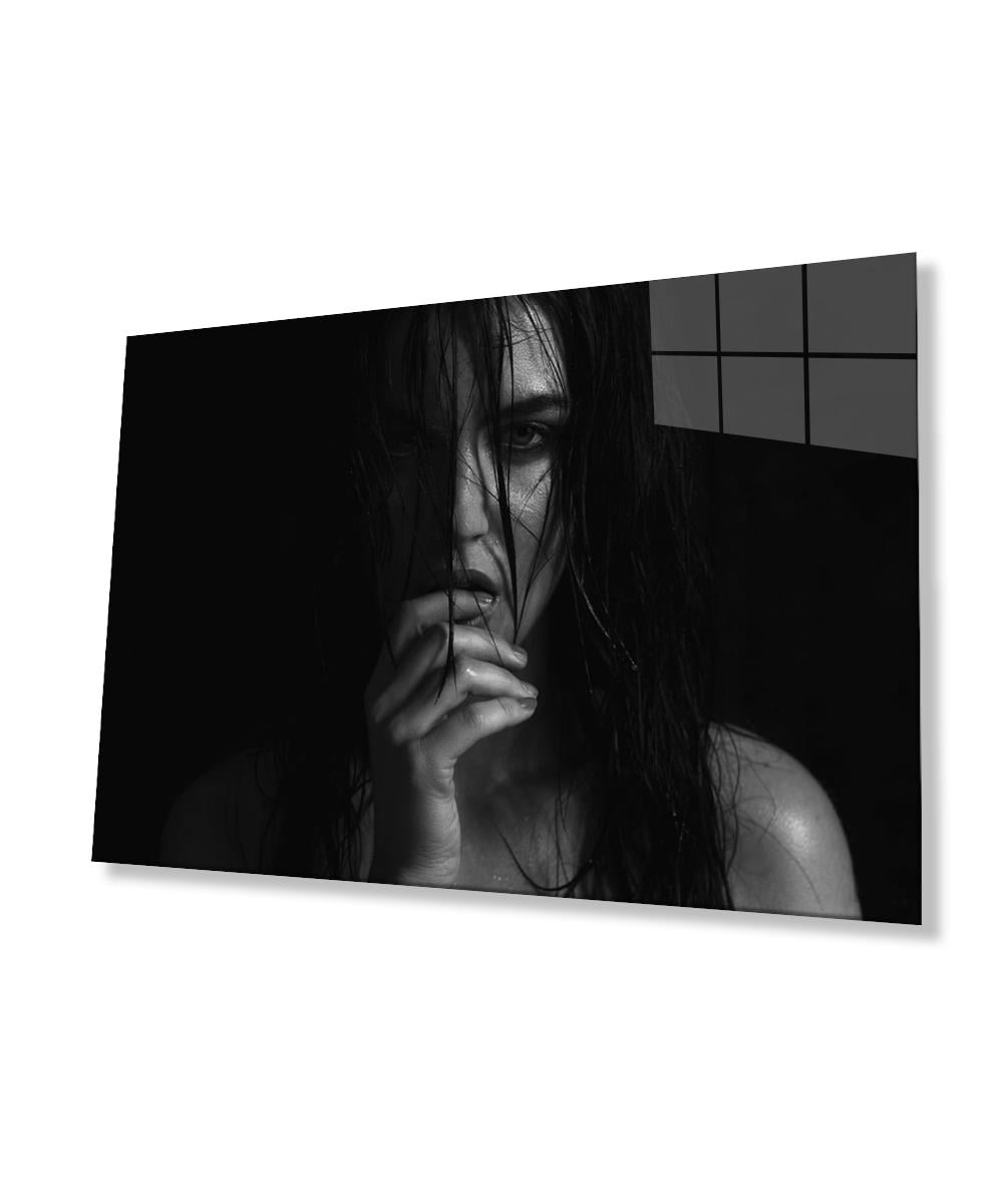 Siyah Beyaz İnsan Fotoğrafları Cam Tablo  4mm Dayanıklı Temperli Cam Black and White People Photos Glass Wall Art