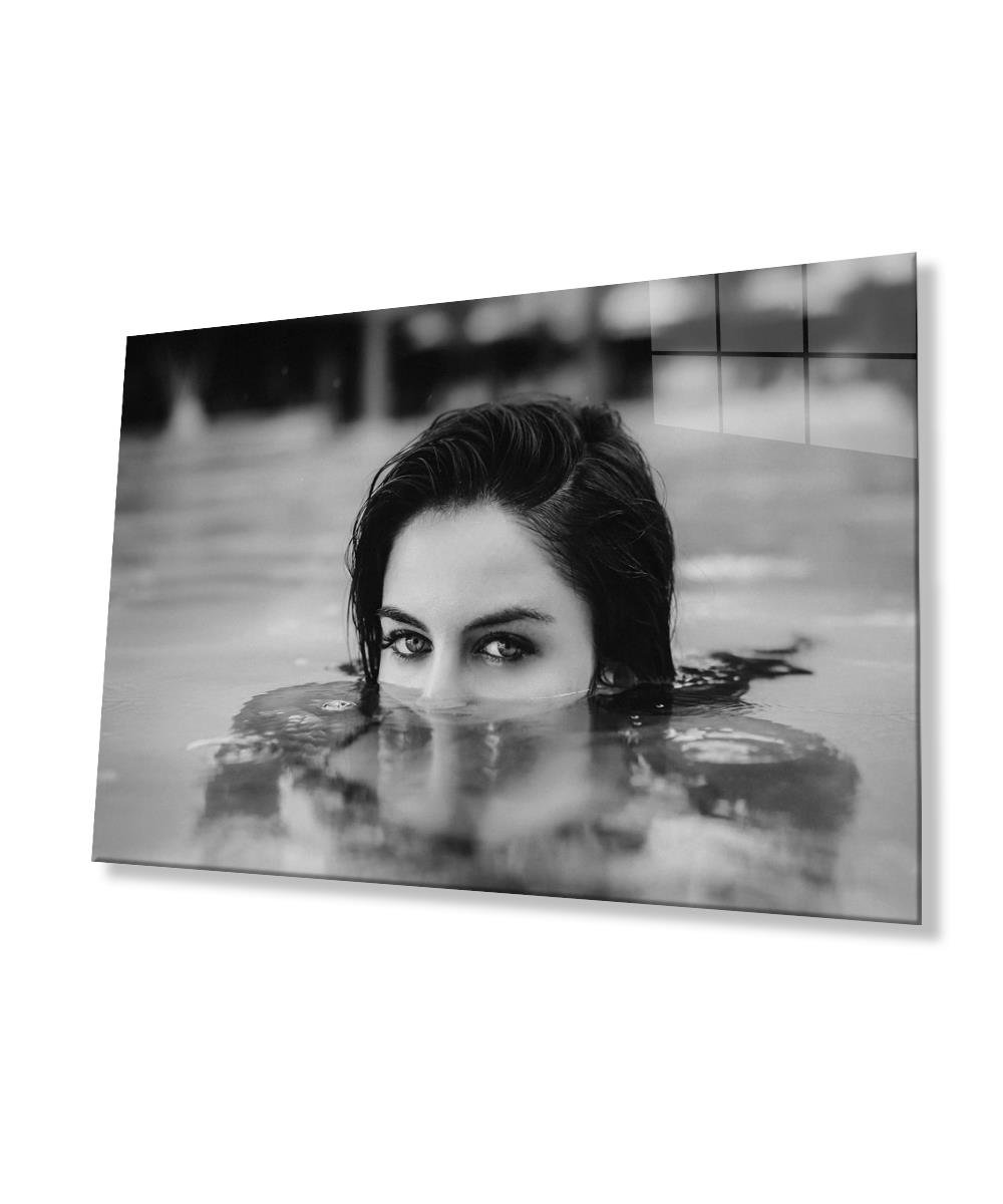 Siyah Beyaz İnsan Fotoğrafları Cam Tablo  4mm Dayanıklı Temperli Cam Black and White People Photos Glass Wall Art