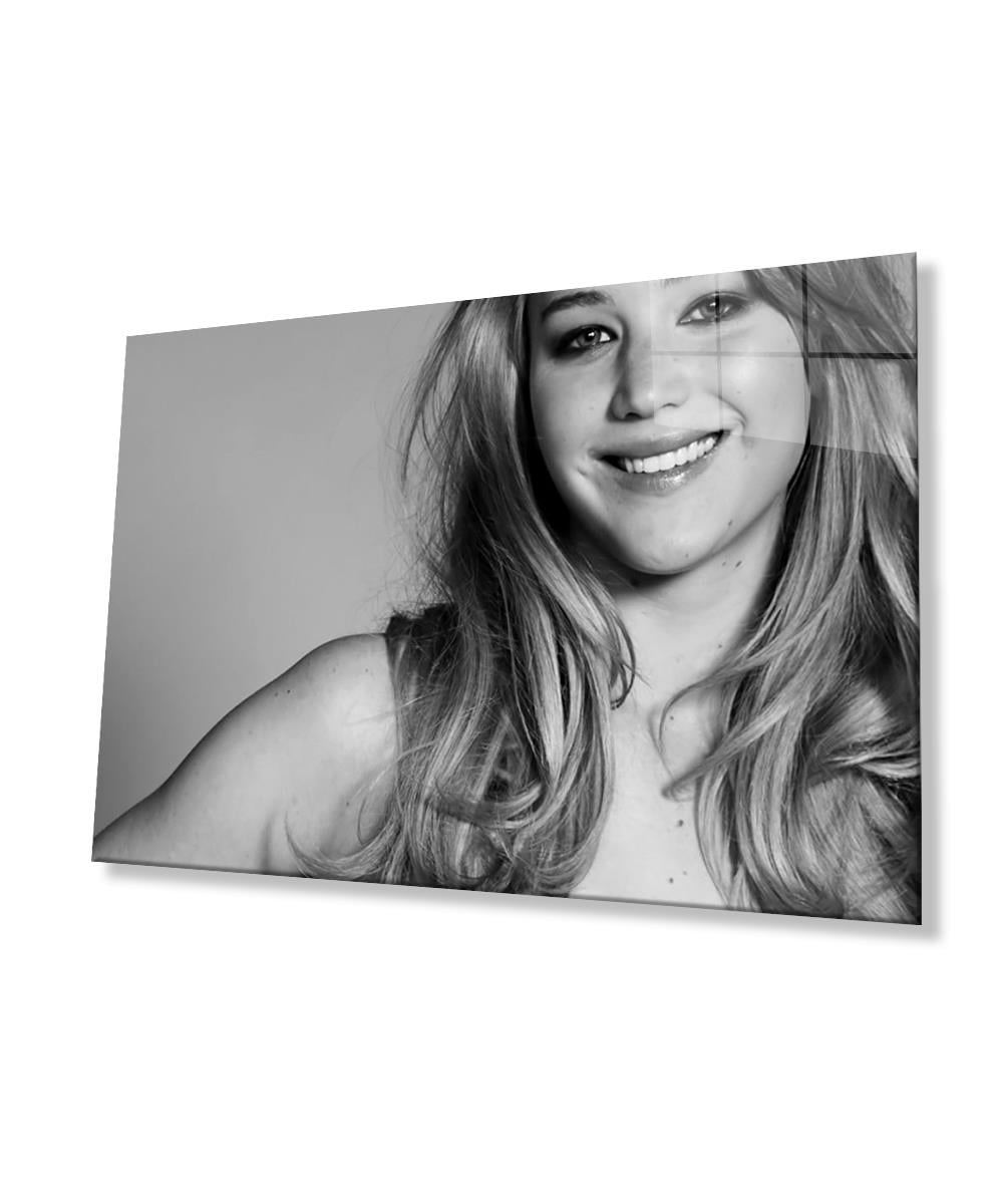 Siyah Beyaz İnsan Fotoğrafları Kadın Cam Tablo  4mm Dayanıklı Temperli Cam Black and White People Photos Woman Glass Wall Art