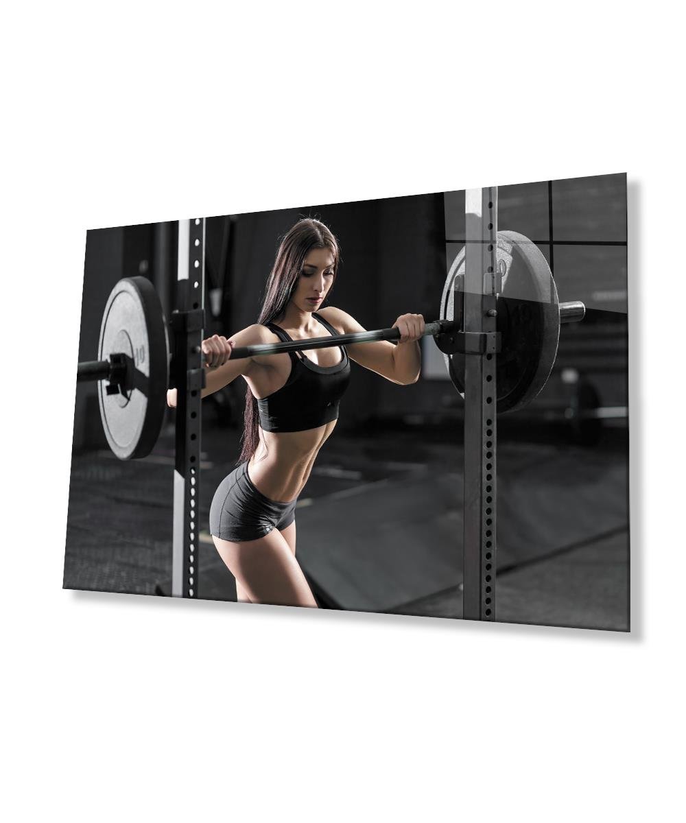 Spor Fitnes Cam Tablo  4mm Dayanıklı Temperli Cam Sports Fitness Glass Wall Art