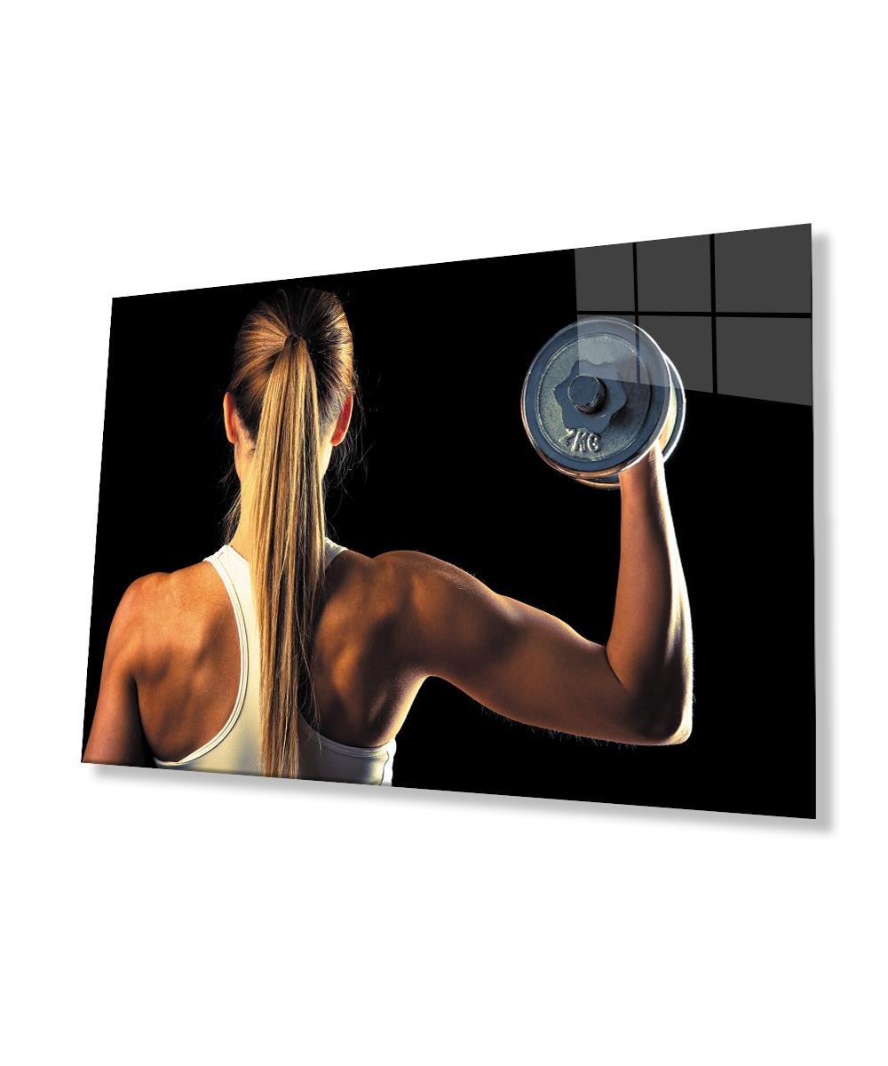 Spor Fitnes Cam Tablo  4mm Dayanıklı Temperli Cam Sports Fitness Glass Wall Art