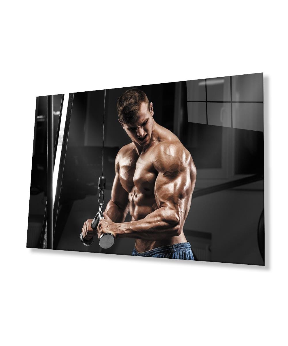 Spor Fitnes Cam Tablo  4mm Dayanıklı Temperli Cam Sports Fitness Glass Wall Art