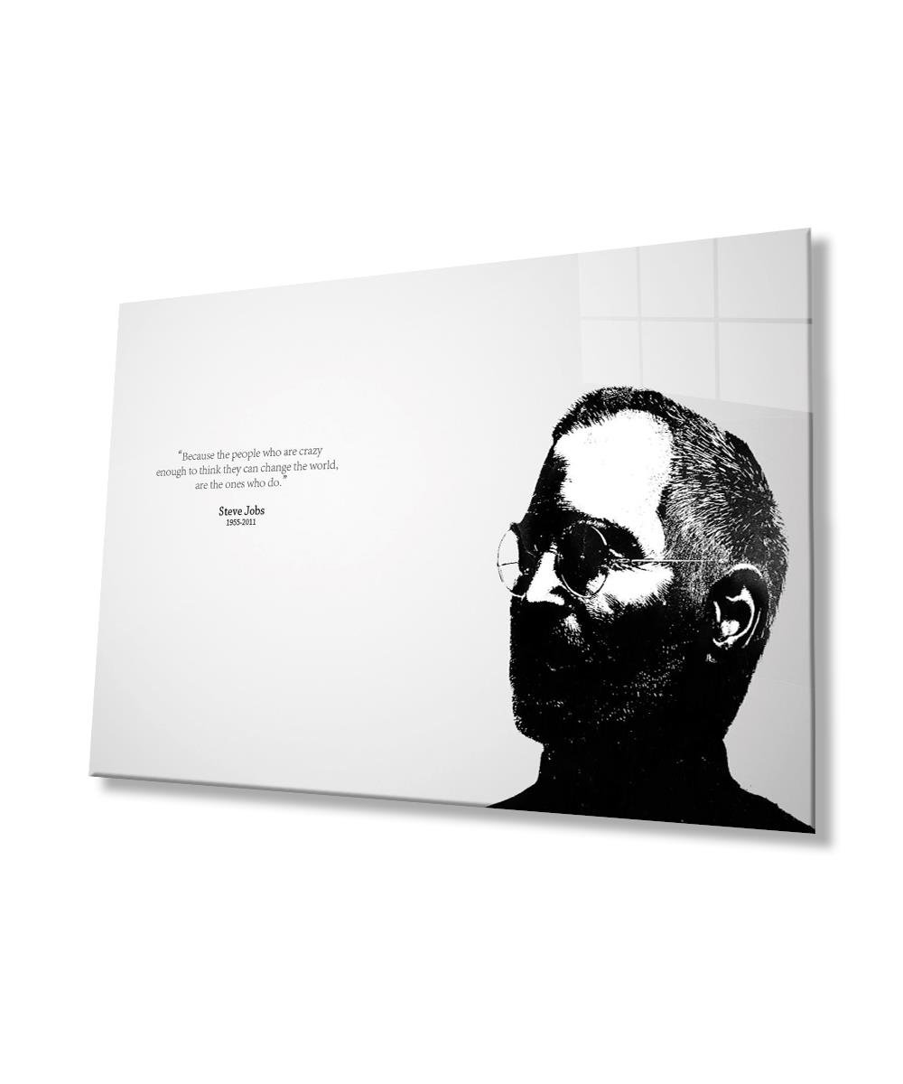 Steve Jobs İllüstrasyon Cam Tablo  4mm Dayanıklı Temperli Cam, Steve Jobs Illustration Art Glass Wall Decor