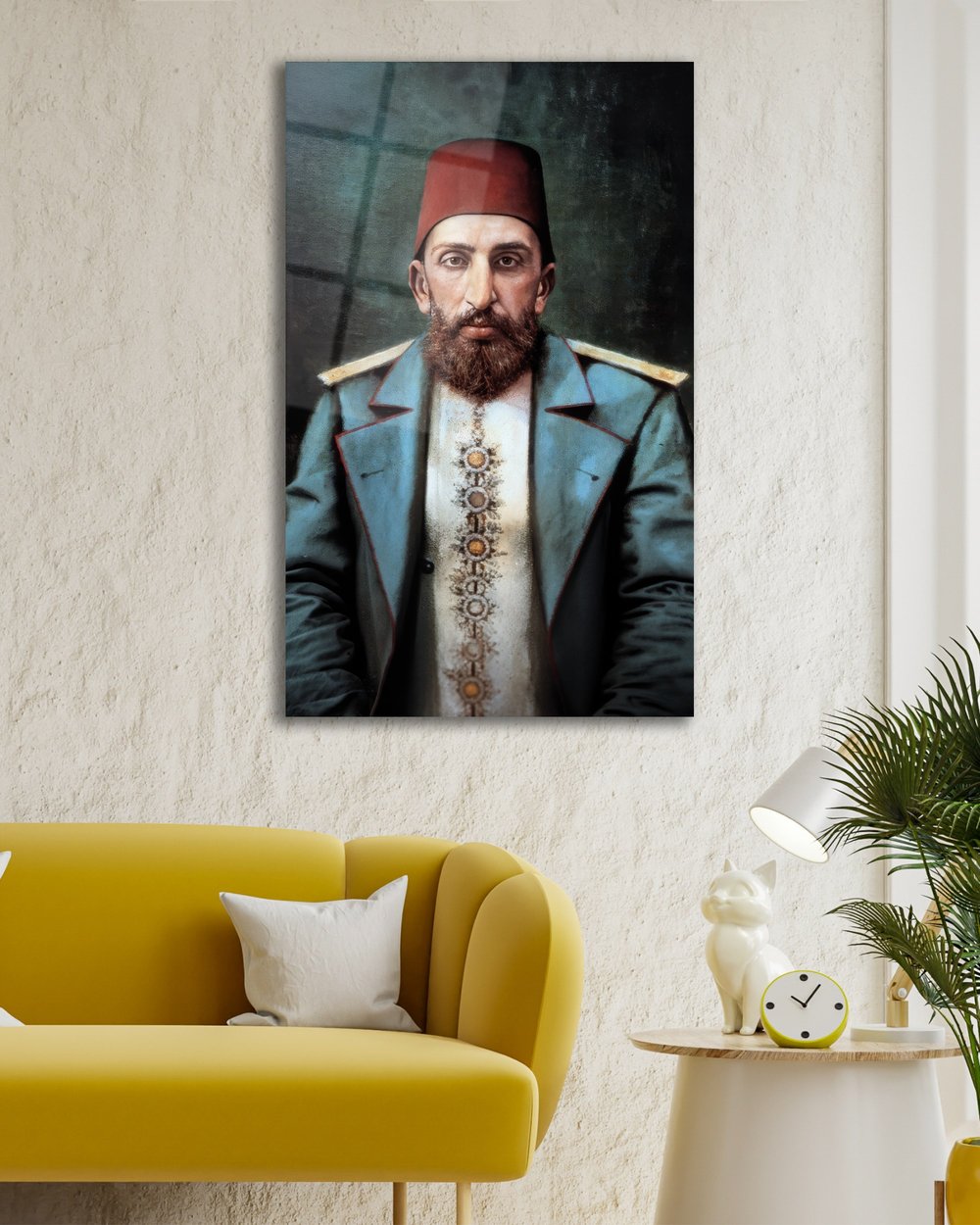 Sultan II. Abdülhamid Han Cam Tablo | Osmanlı Padişahı Portresi | 4 mm Temperli Cam Duvar Tablosu