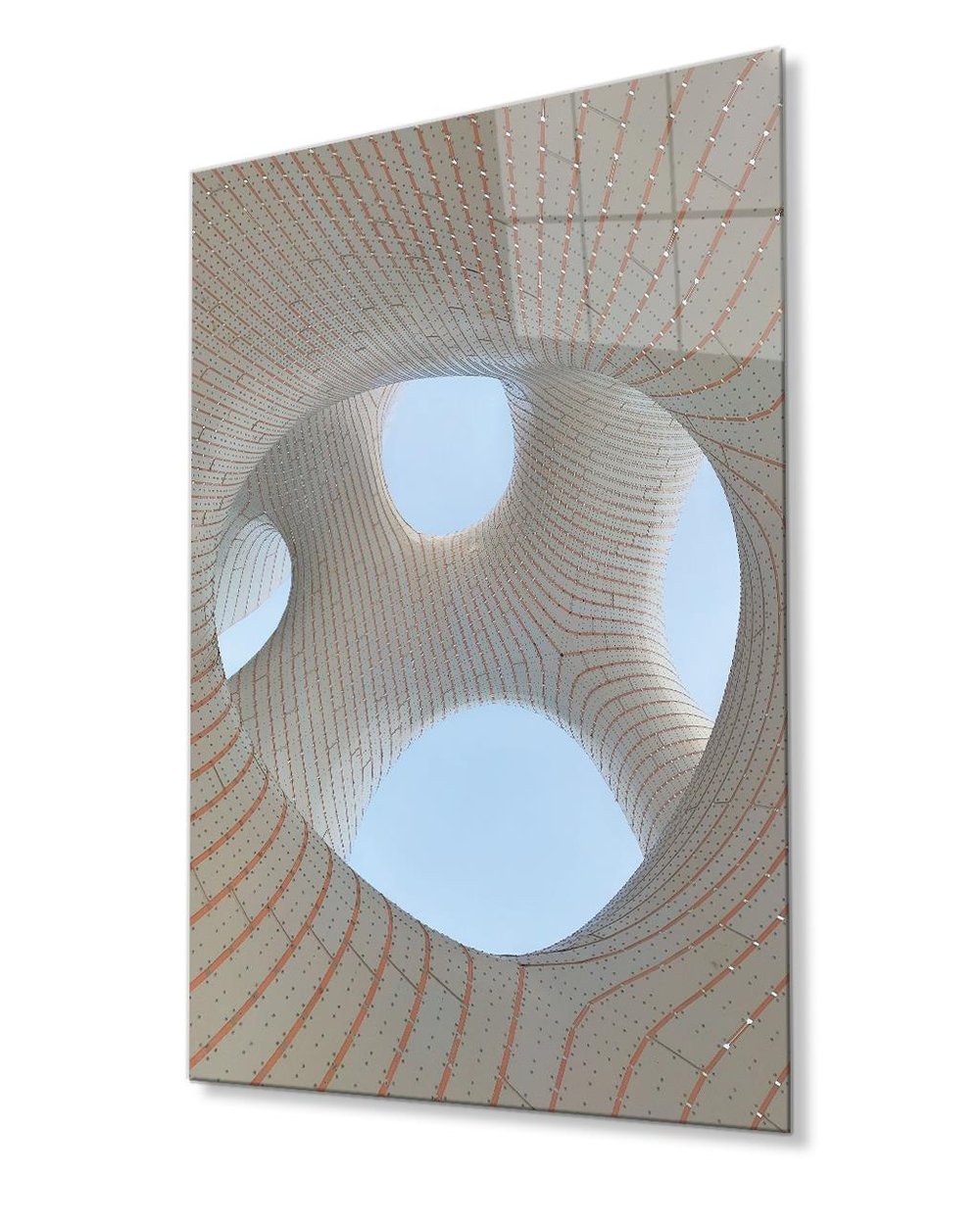 Turuncu Beyaz  Geometrik Cam Tablo 4mm Dayanıklı Temperli Cam Orange White Geometric Glass Painting