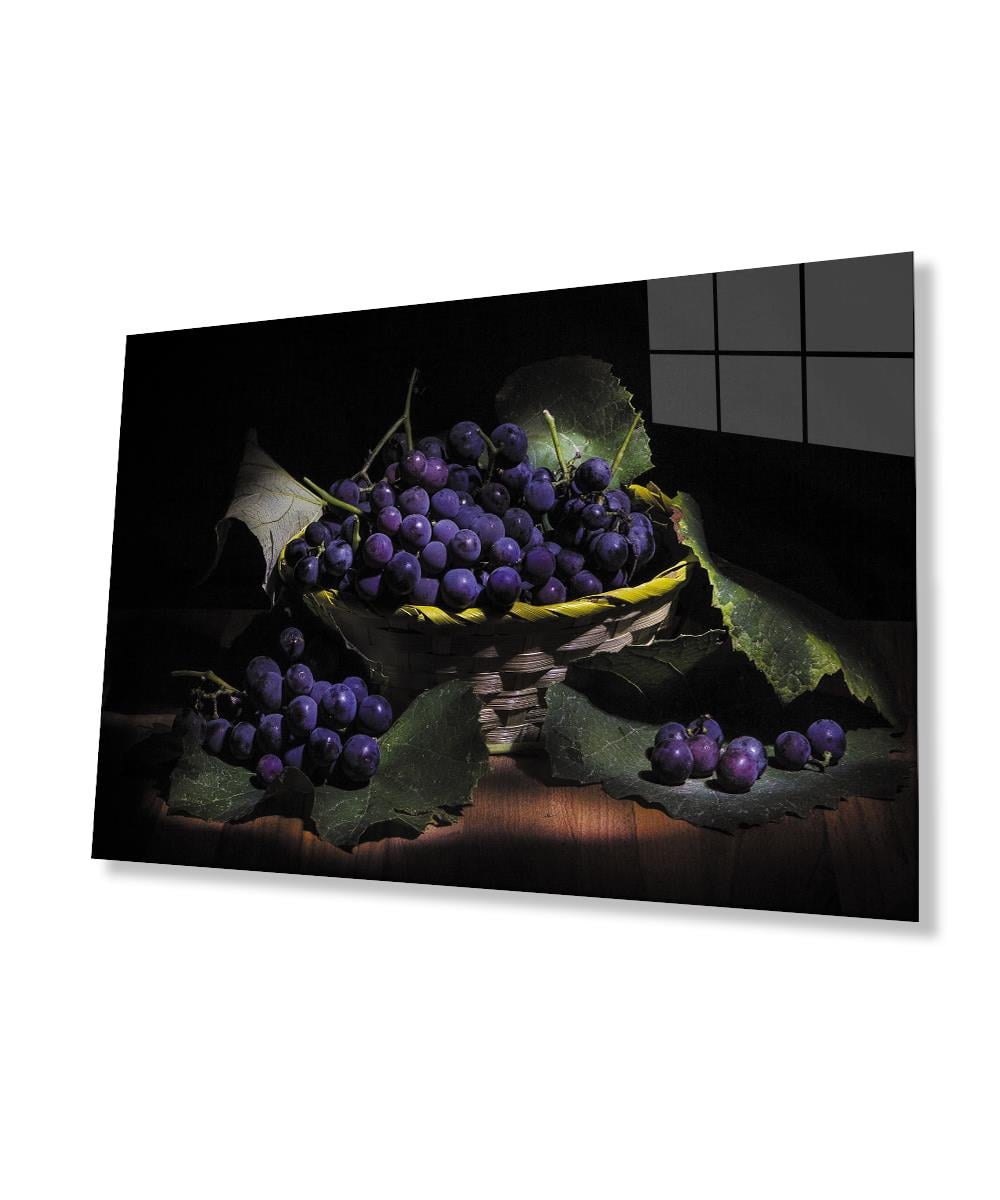 Üzüm  Cam Tablo  4mm Dayanıklı Temperli Cam Grape Glass Wall Art