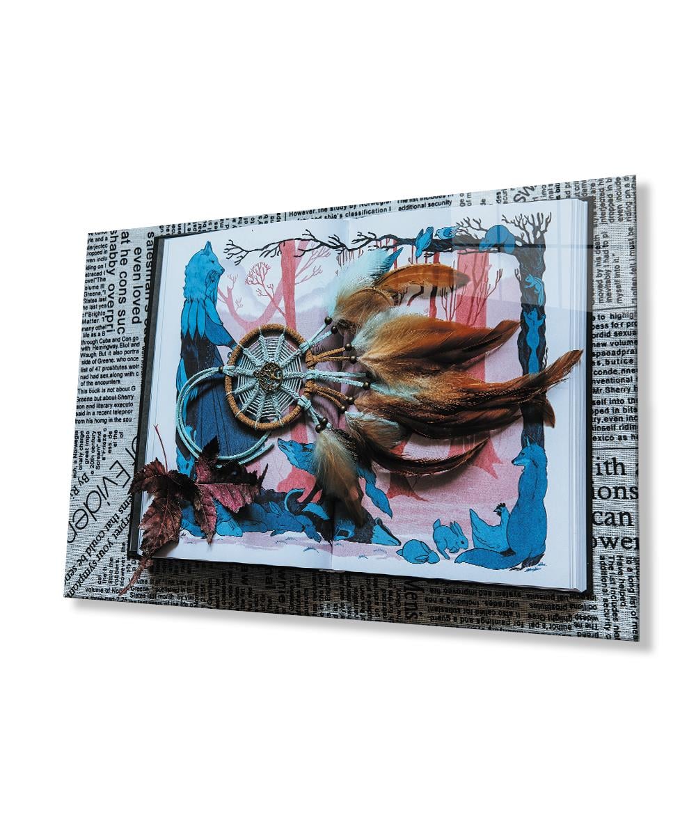 Vintage ve   Bohem Tarzı Temperli Cam Tablo Tempered Vintage and Bohemian Style Glass Wall Art