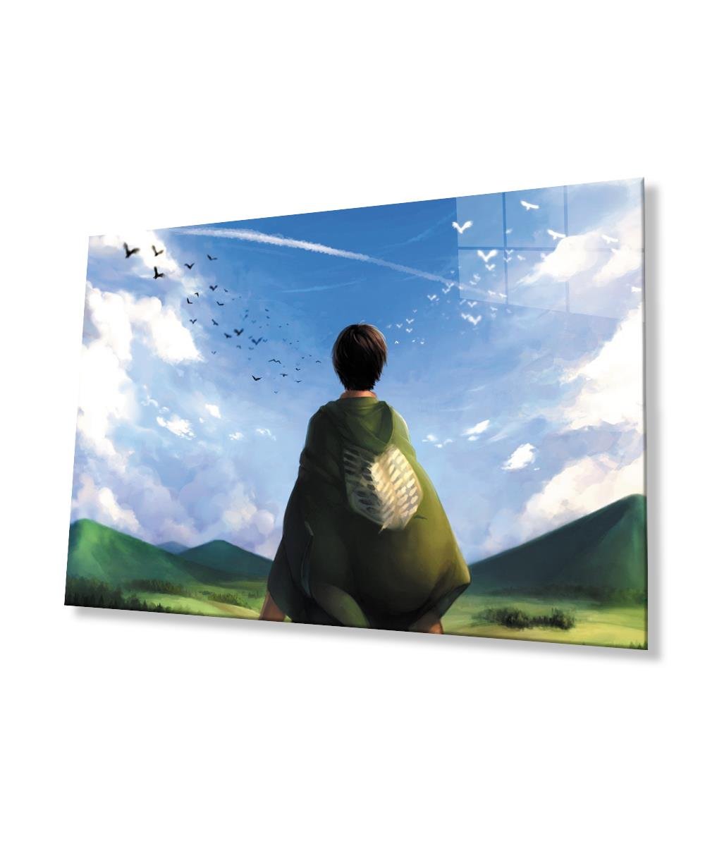 Yeşil Çocuk Manzara  Cam Tablo  4mm Dayanıklı Temperli Cam  Green Child Landscape Glass Wall  Art