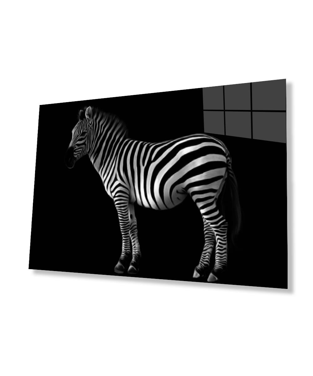 Zebra Hayvan Cam Tablo