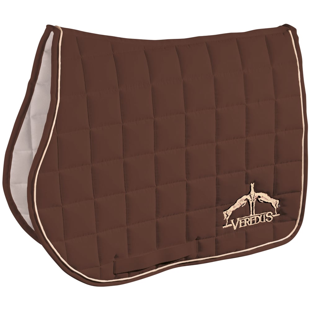 VEREDUS Mikrofiber Engel Atlama Eyer Altlığı - Kahverengi / Gold Logo