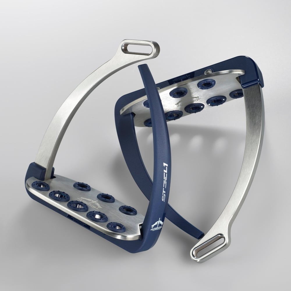 VEREDUS Steel1 Güvenlikli Çelik Binici Üzengisi - Gümüş / Lacivert