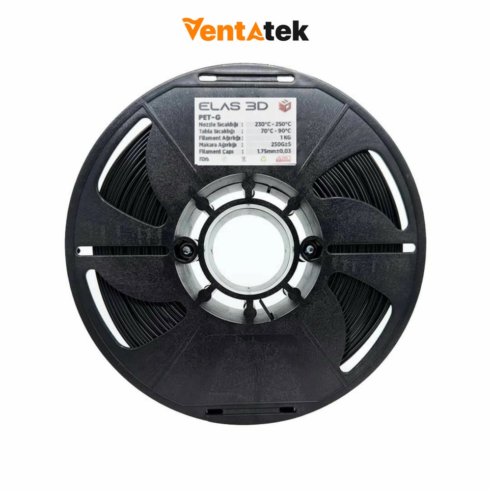 Elas 3D Siyah PETG Filament - 1.75mm - 1 Kg