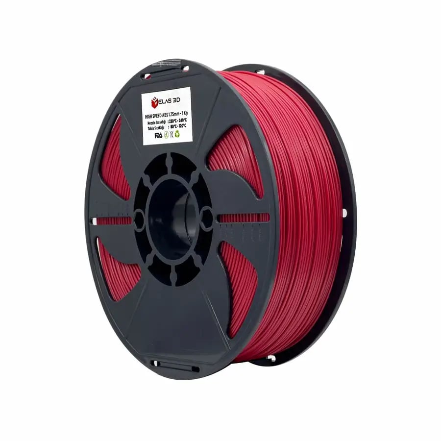 Elas 3D Kırmızı HS ABS Filament - 1.75mm - 1 Kg