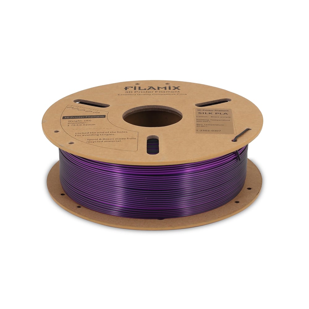 Filamix Magic Silk Çift Renk PLA Filament Siyah-Mor 1.75mm 1KG