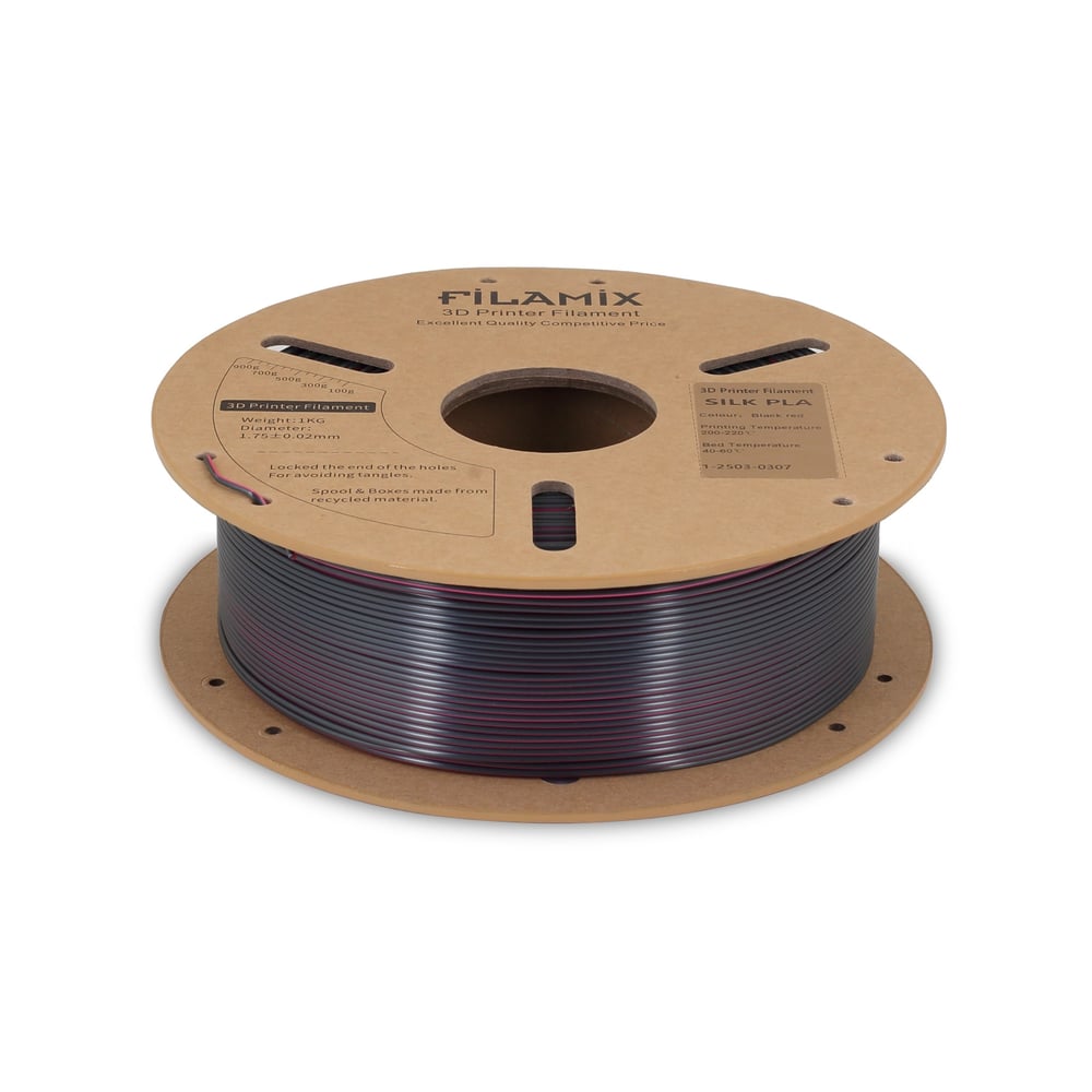 Filamix Magic Silk Çift Renk PLA Filament Siyah-Kırmızı 1.75mm 1KG