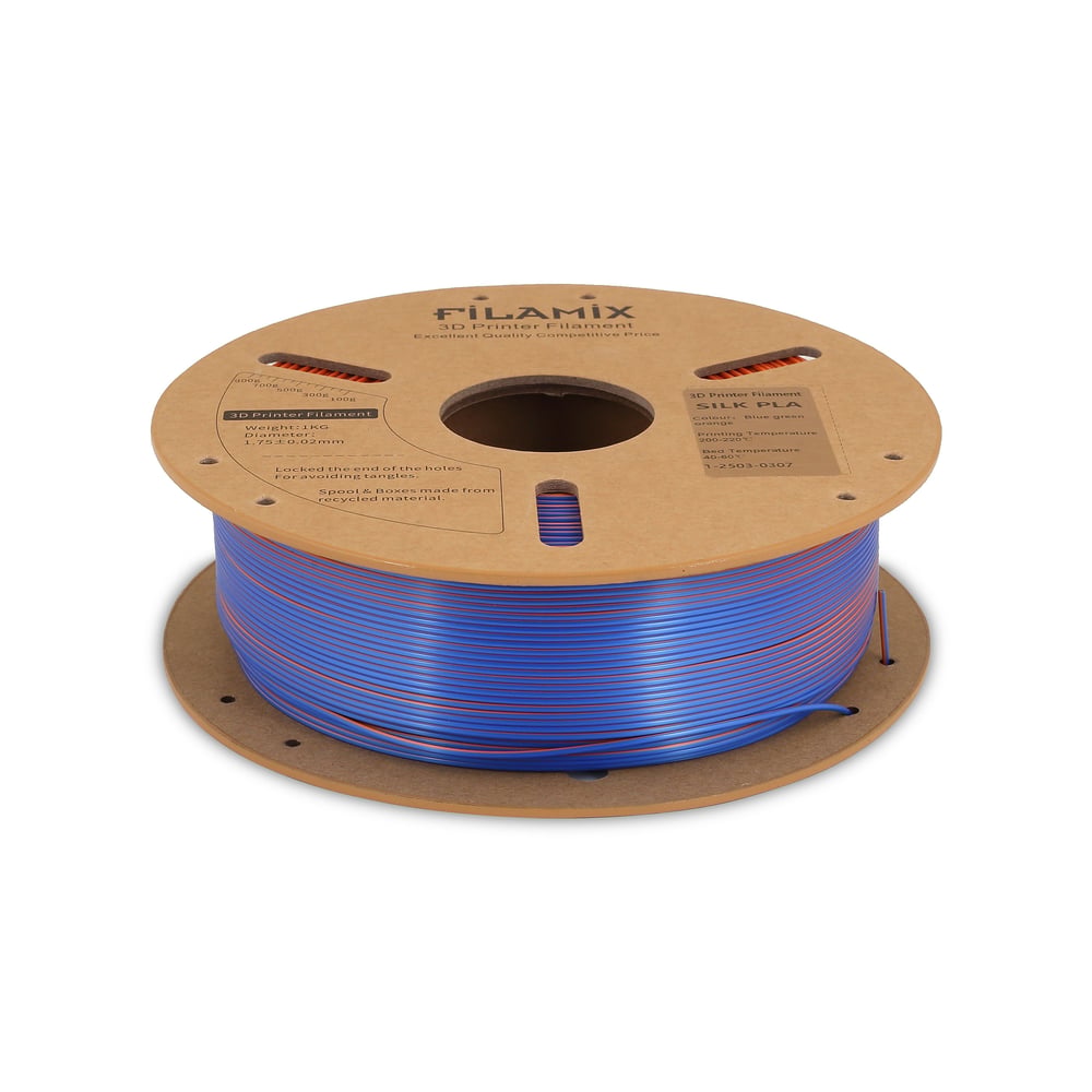 Filamix Mystic Silk Üç Renk PLA Filament Mavi-Yeşil-Turuncu 1.75mm 1KG