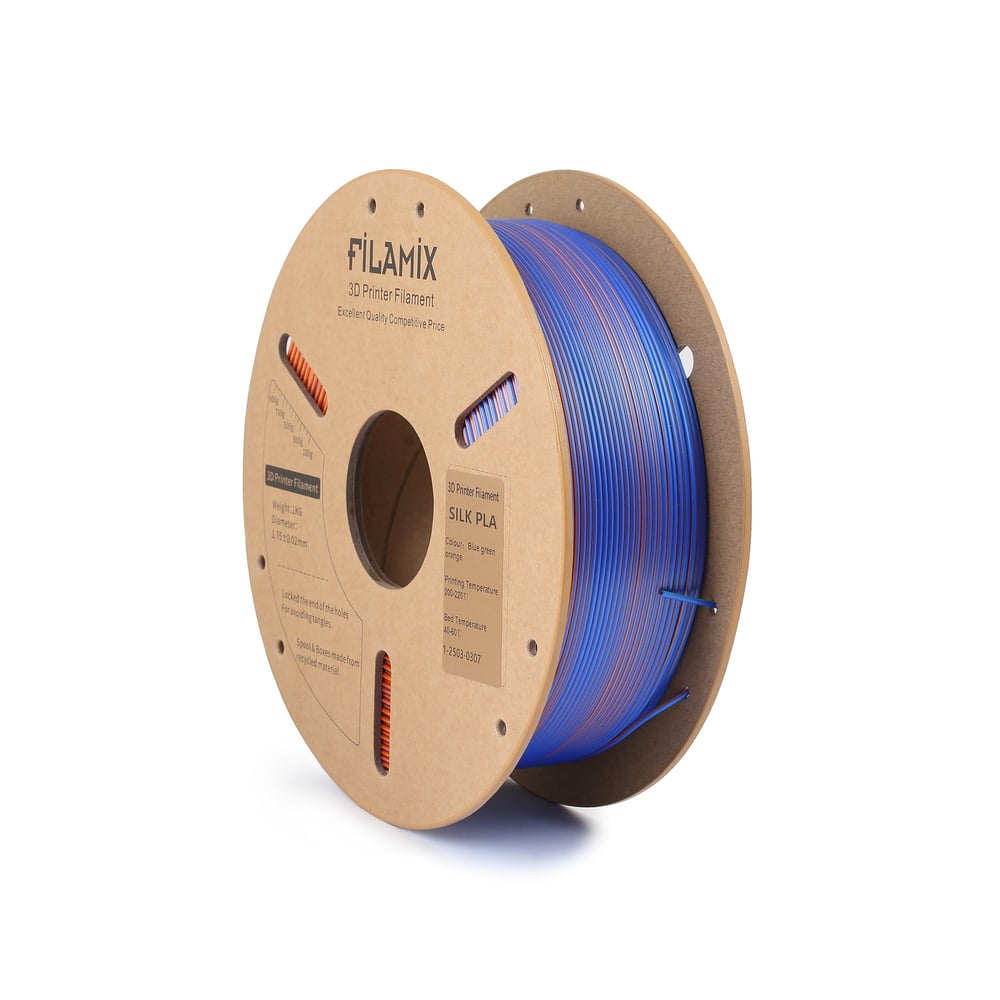 Filamix Mystic Silk Üç Renk PLA Filament Mavi-Yeşil-Turuncu 1.75mm 1KG