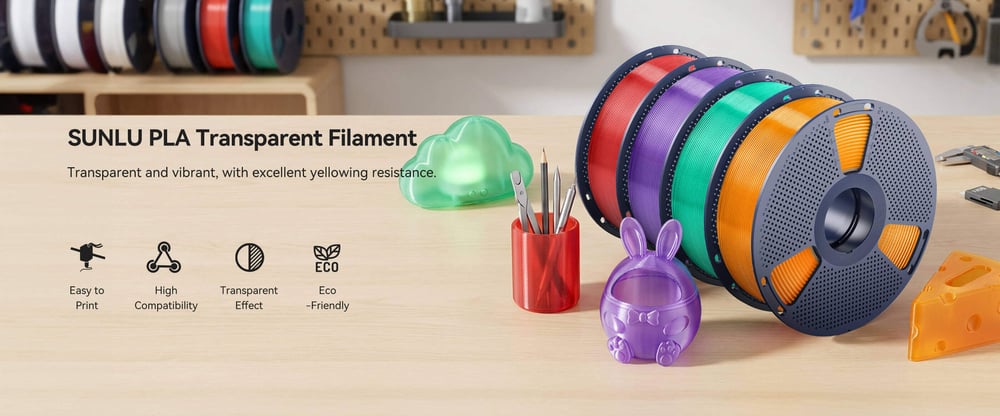 Sunlu Şeffaf PLA Filament - 1.75mm - 1 Kg