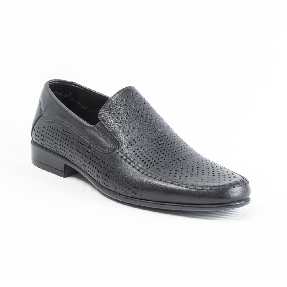 Ulus 2239 Delikli Siyah Loafer Ayakkabi