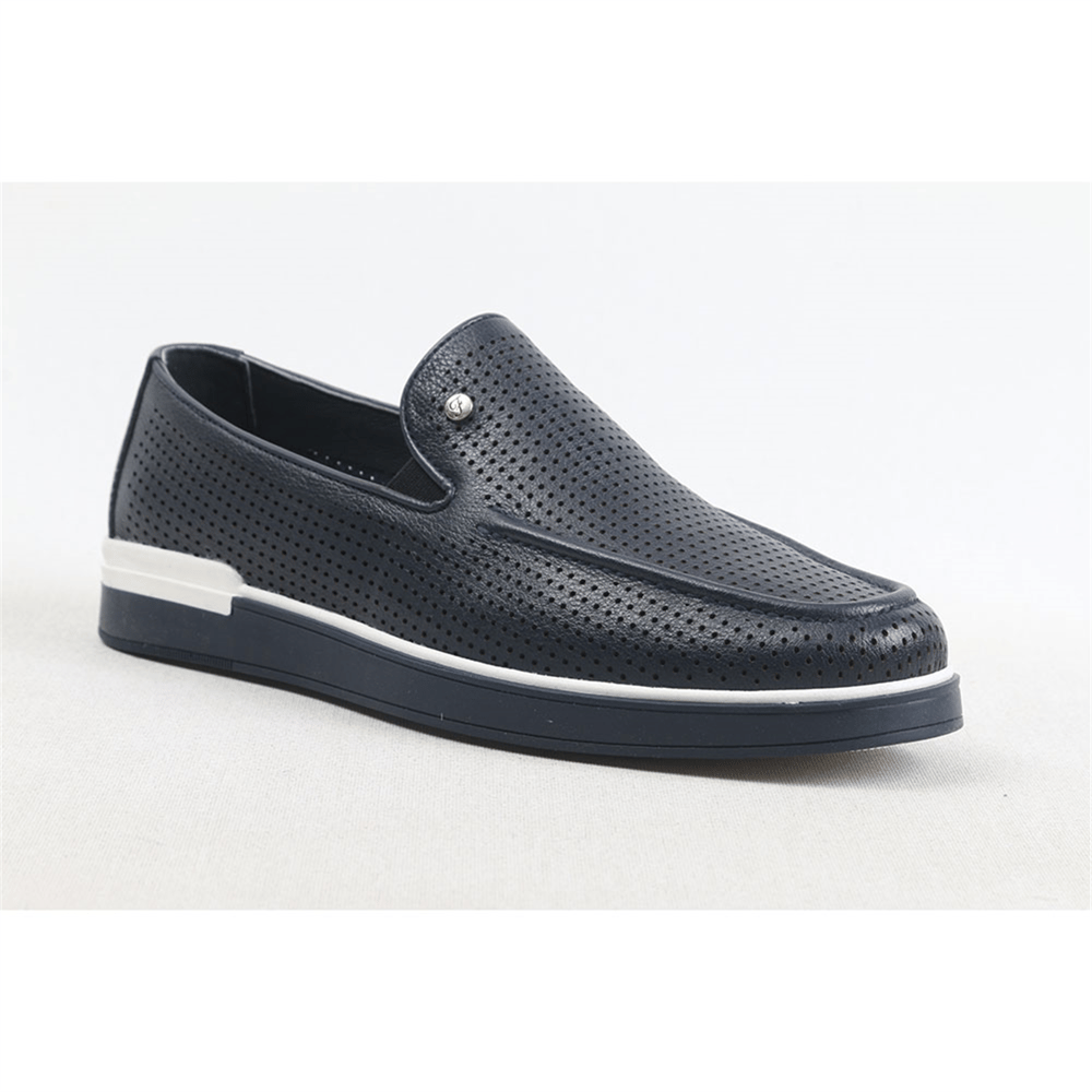 ULUS 247 FİTİLLİ DELİKLİ LACİVERT LOAFER AYAKKABI