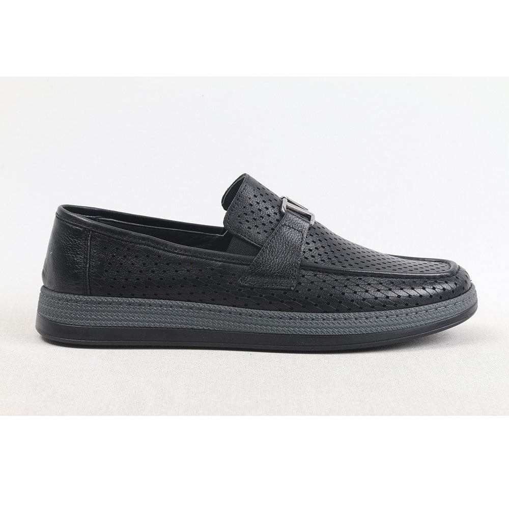 ULUS 348-1 (V) TOKALI DELİKLİ SİYAH LOAFER AYAKKABI