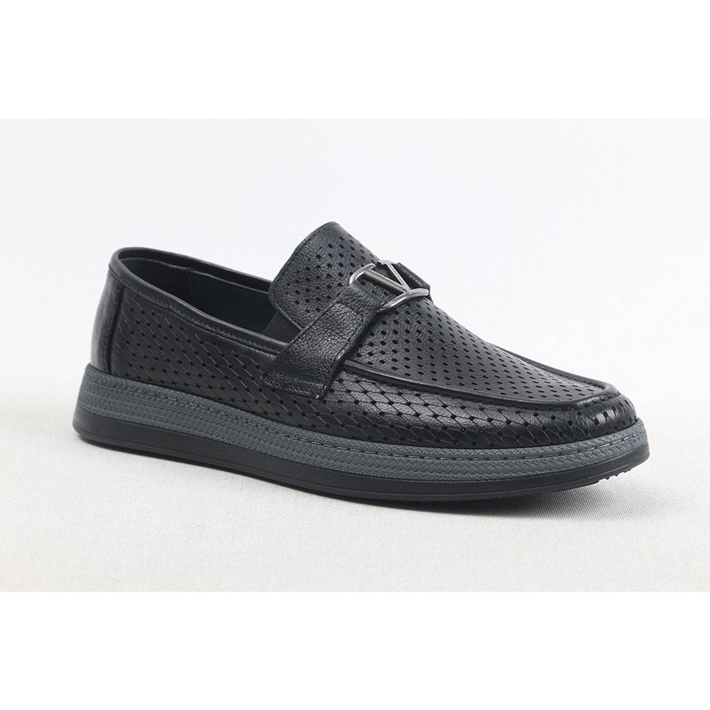 ULUS 348-1 (V) TOKALI DELİKLİ SİYAH LOAFER AYAKKABI
