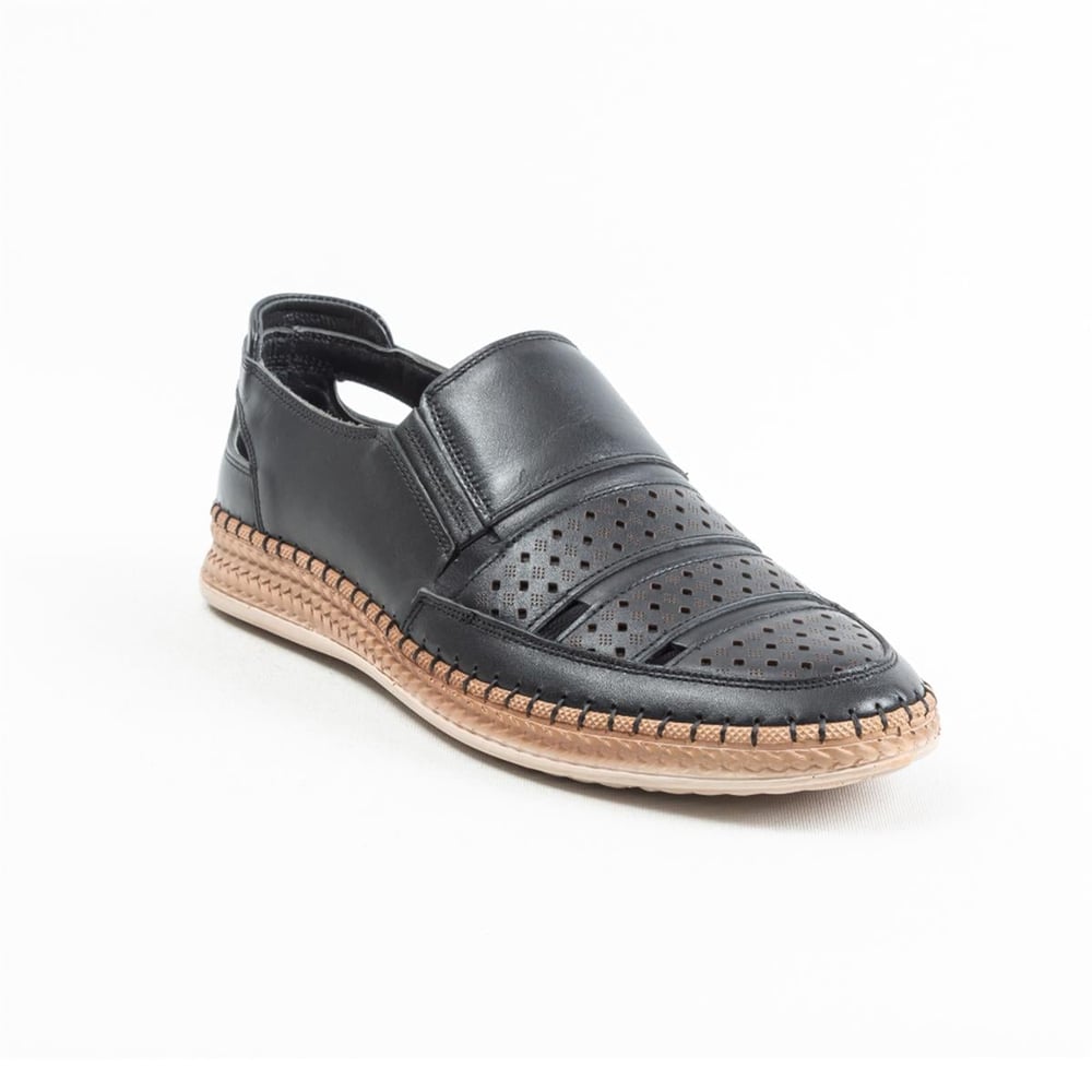 Ulus 7052 Siyah Delikli Loafer Ayakkabi